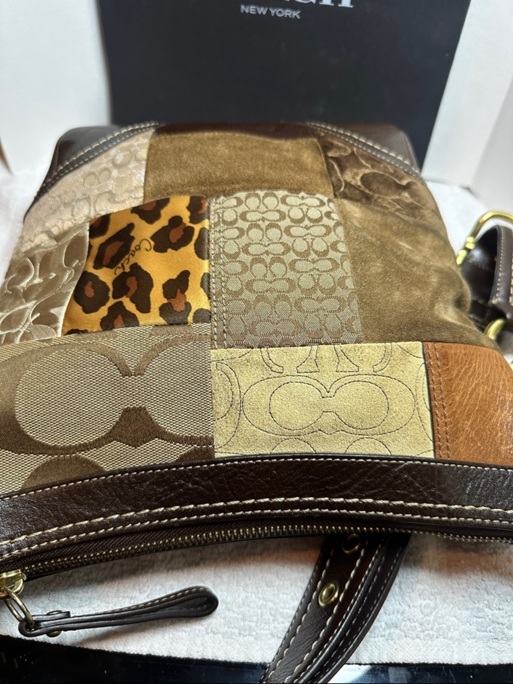 Coach 2008 Patchwork Leopard Accent Shoulder Bag in Brown, Tan, Gold - Picture 11 of 14
